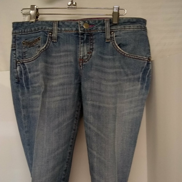 TWENTY-X Jeans Pants Blue Floral Embellishment Pockets Bootcut Size 5/6 - Picture 2 of 10
